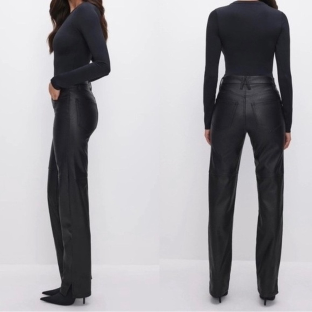 Good American Good Boy Faux Leather Pants High Rise Black Size 10/ 30